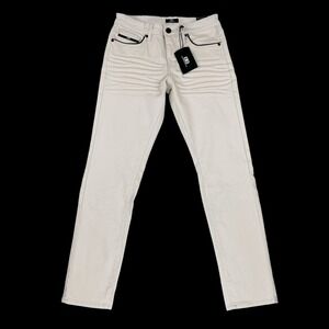 Benjamin Black Jeans Men30x32 (ACTUAL 30x30.5) Ivory Slim Denim MP026LPU1 NEW